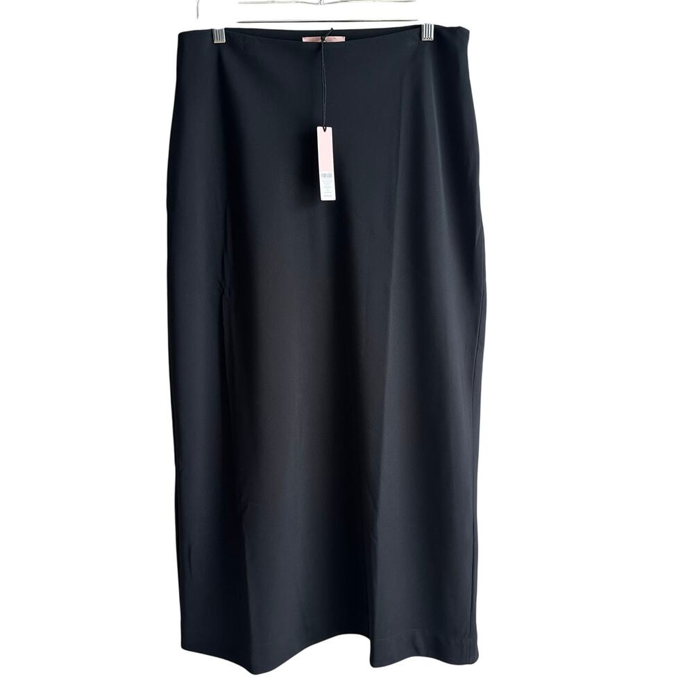 Chico's Black Label Signature Sublime Stretch Maxi Skirt Black 12 NWT